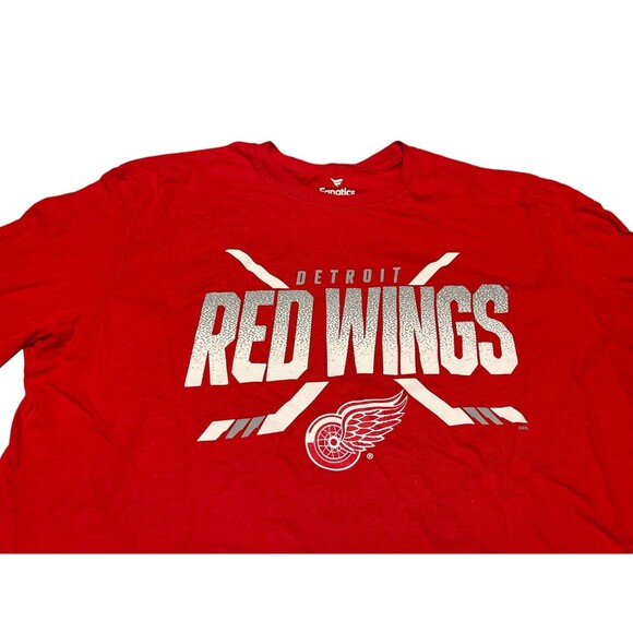 Men's Fanatics Red Detroit Red Wings Authentic  Long Sleeve T-shirt Large New - Picture 3 of 5